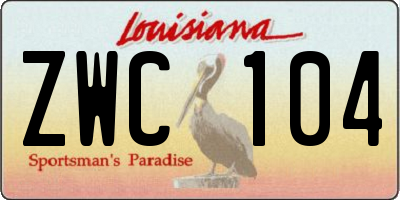 LA license plate ZWC104