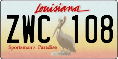 LA license plate ZWC108