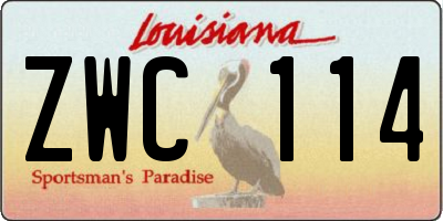 LA license plate ZWC114