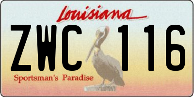 LA license plate ZWC116