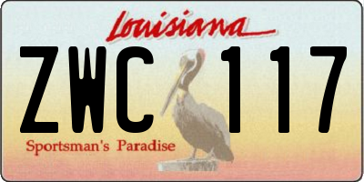 LA license plate ZWC117