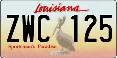 LA license plate ZWC125