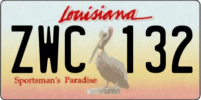LA license plate ZWC132