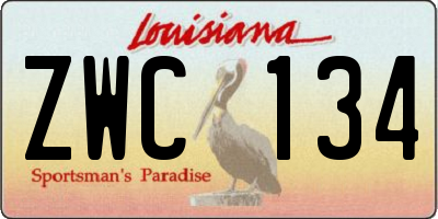 LA license plate ZWC134