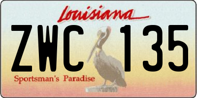 LA license plate ZWC135