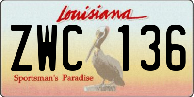 LA license plate ZWC136