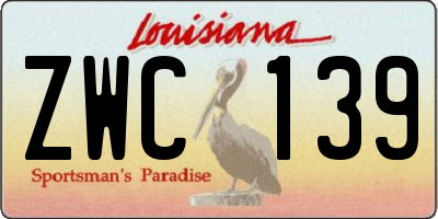 LA license plate ZWC139