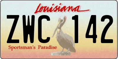 LA license plate ZWC142