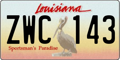 LA license plate ZWC143