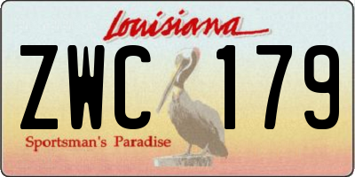 LA license plate ZWC179