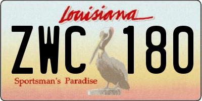 LA license plate ZWC180