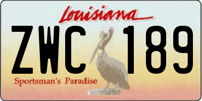 LA license plate ZWC189