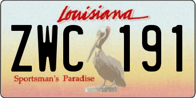 LA license plate ZWC191