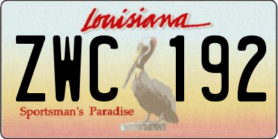 LA license plate ZWC192