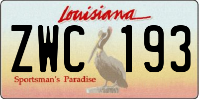 LA license plate ZWC193