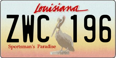 LA license plate ZWC196