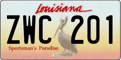 LA license plate ZWC201