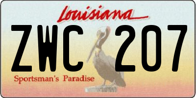 LA license plate ZWC207