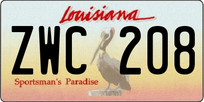 LA license plate ZWC208