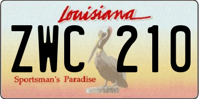 LA license plate ZWC210