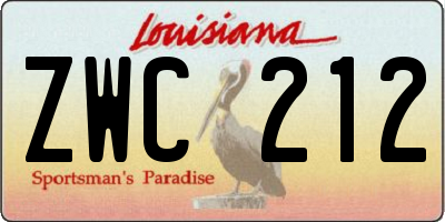 LA license plate ZWC212