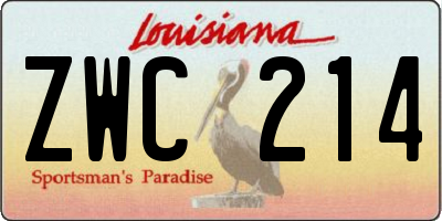 LA license plate ZWC214