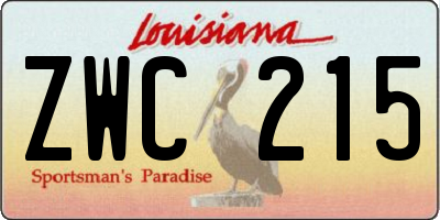 LA license plate ZWC215