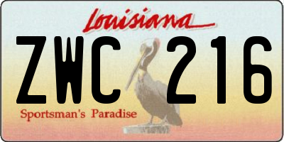 LA license plate ZWC216