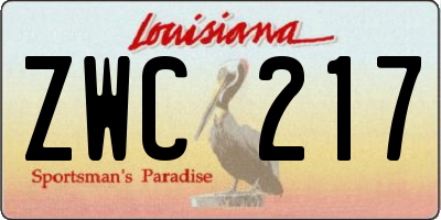 LA license plate ZWC217