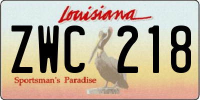 LA license plate ZWC218