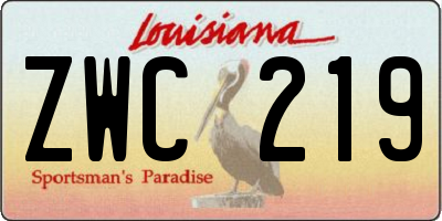 LA license plate ZWC219