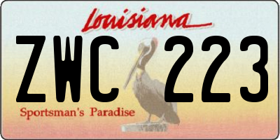 LA license plate ZWC223