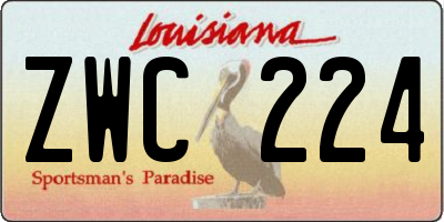 LA license plate ZWC224