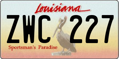 LA license plate ZWC227