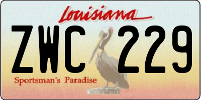 LA license plate ZWC229