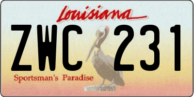 LA license plate ZWC231