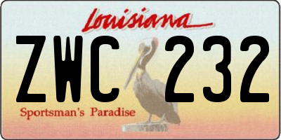 LA license plate ZWC232