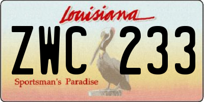LA license plate ZWC233