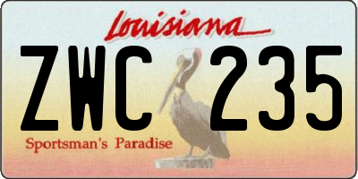 LA license plate ZWC235