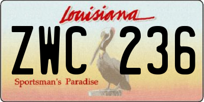 LA license plate ZWC236