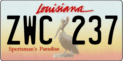 LA license plate ZWC237