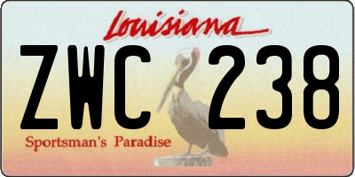 LA license plate ZWC238