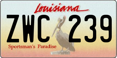 LA license plate ZWC239