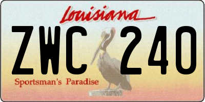 LA license plate ZWC240