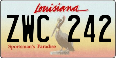 LA license plate ZWC242