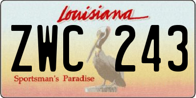 LA license plate ZWC243