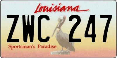 LA license plate ZWC247
