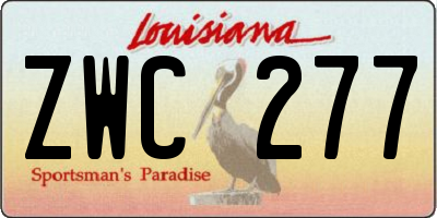 LA license plate ZWC277