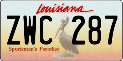 LA license plate ZWC287