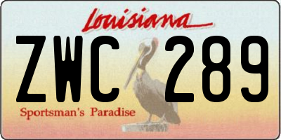 LA license plate ZWC289